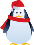 Penguins in Christmas hats