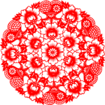 pomegranate flower circular Paper cut pattern